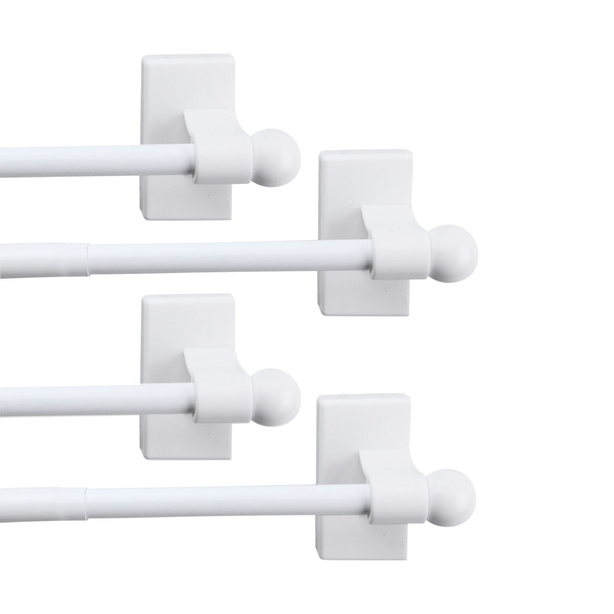 Hermosa Home Home Decorative Magnetic Window Curtain Rod 7 by 16 inch dia. 28-48 inch long, White - 4 Pieces