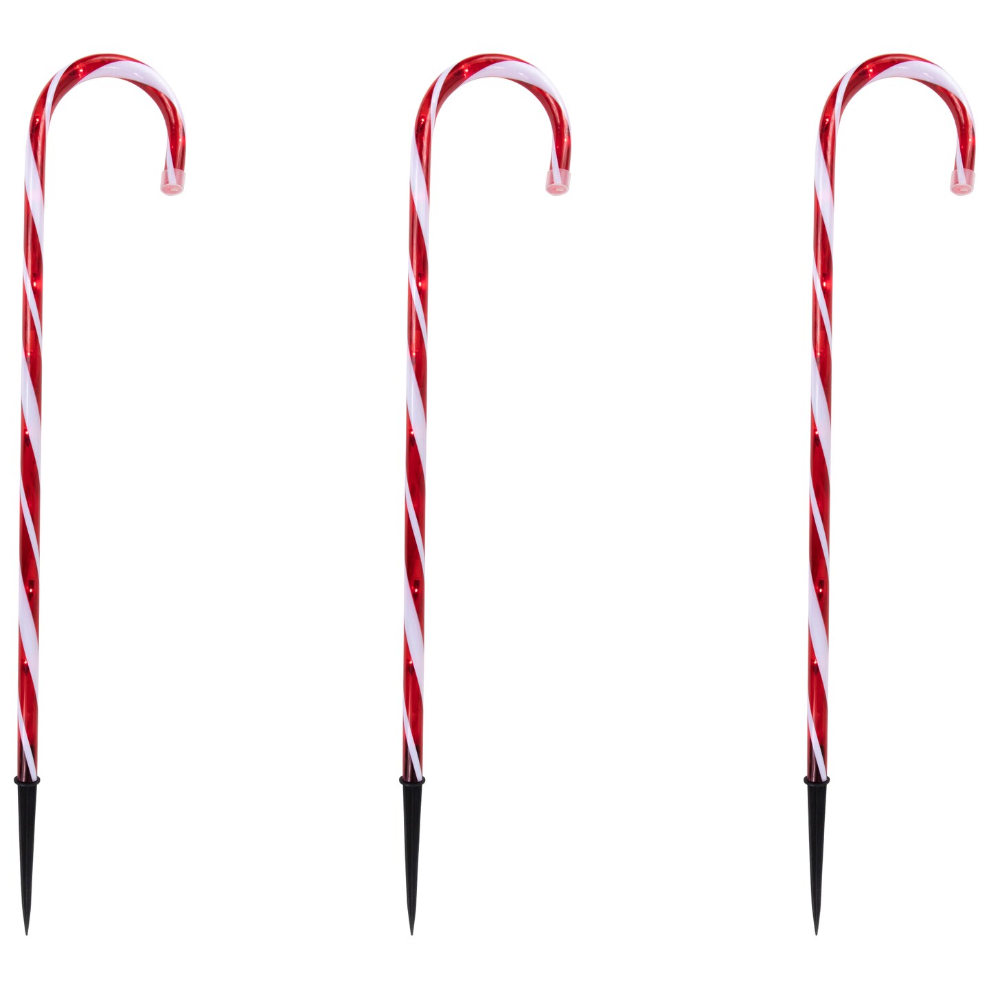 Northlight Set of 3 Red and White Twinkle Candy Cane Pathway Markers 26&#x22;