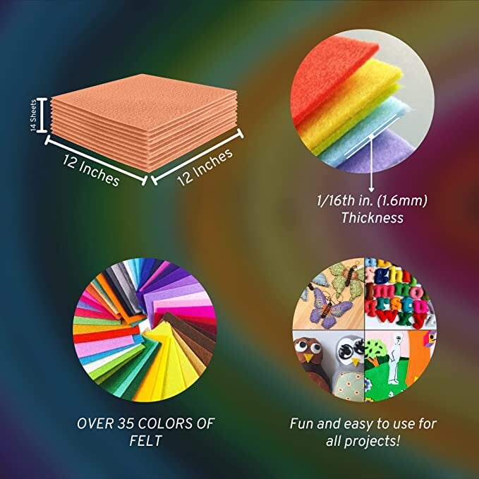 FabricLA Acrylic Felt Sheets For Crafts - Soft Precut 12&#x22; X 12&#x22; Inches (30.5cm X 30.5cm) Felt Squares - Use Felt Fabric Craft Sheets for DIY, Hobby, Costume, And Decoration - Lt Flesh, 14 Pieces