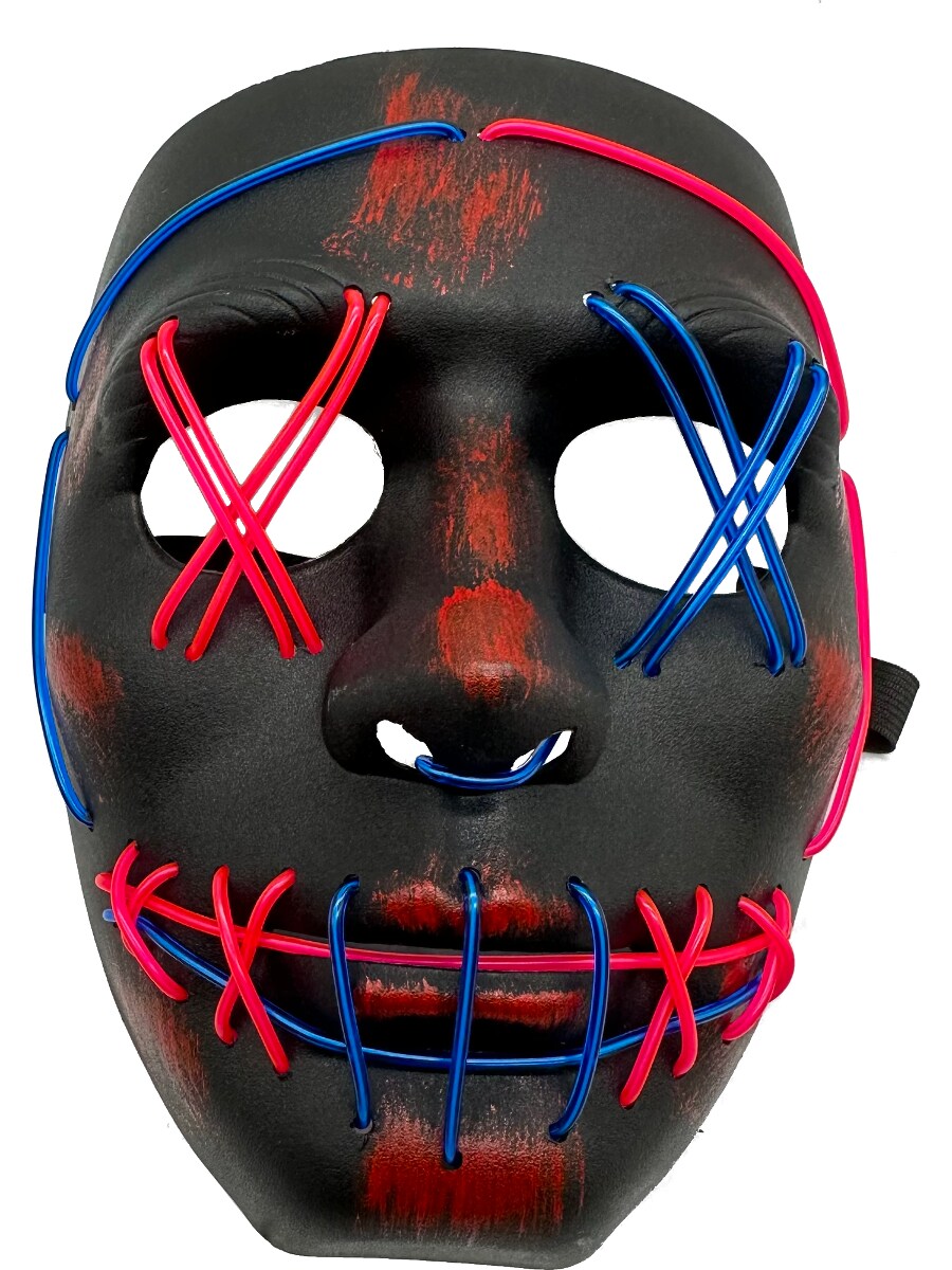 Purge Light Up Blue And Pink Cross Hatch Eyes Mask Costume Accessory