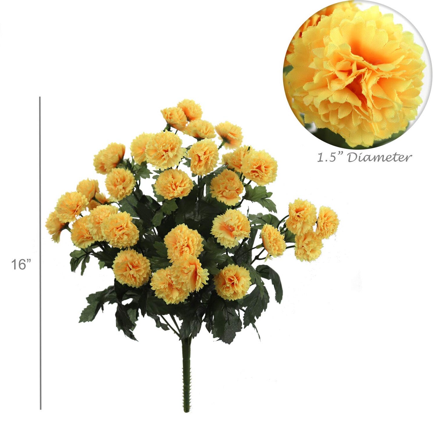 Yellow 18&#x22; Mum Bush with 11 Flowers - Sunlit Realistic Faux Mums for DIY Wedding Bouquets, Radiant Centerpieces, and Vibrant Home Decor