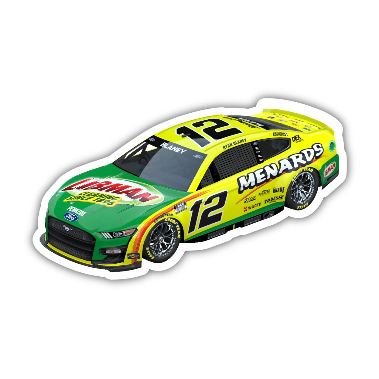 R and R Imports Nascar 12 Ryan Blaney 4-Inch Vinyl Decal Stiker Car Design