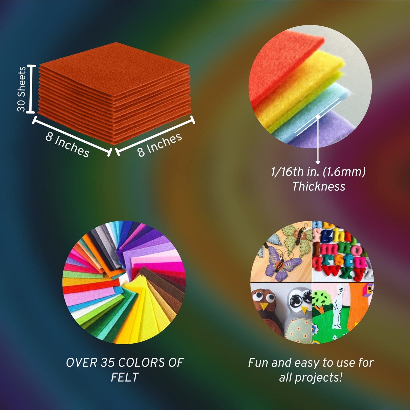 FabricLA Acrylic Felt Fabric - Pre Cut | 8" X 8" Inches | DIY Craft, Hobby, Costume, Decoration | Orange - 30 Pieces