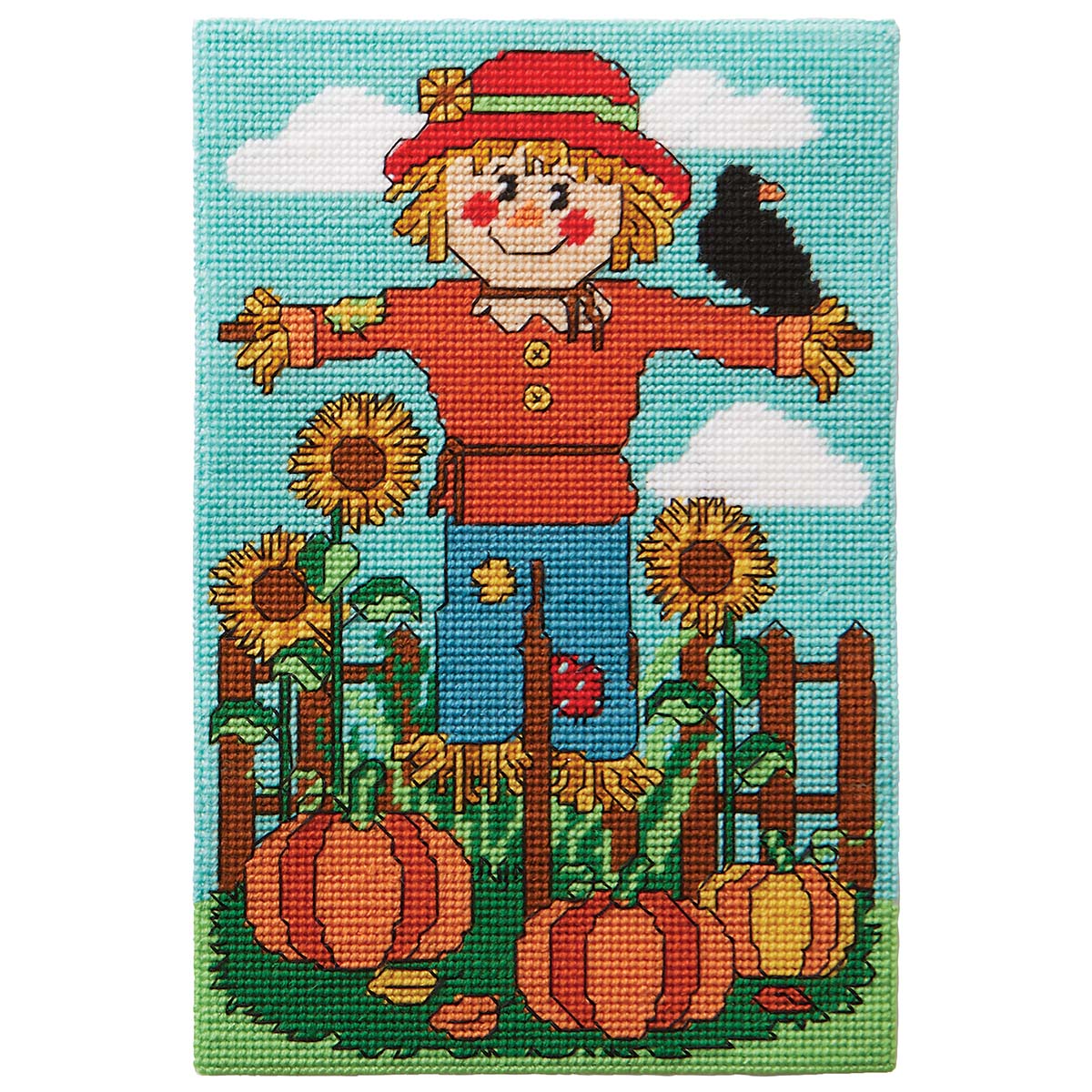 Herrschners  Sunny Scarecrow Wall Hanging Plastic Canvas Kit