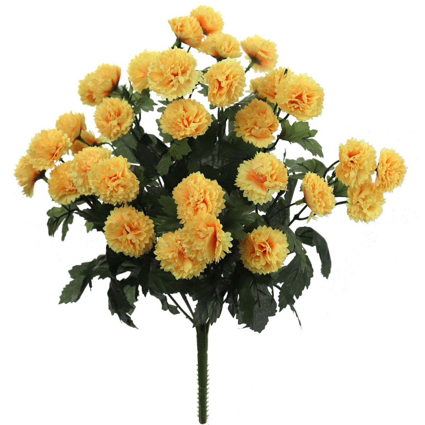 Yellow 18&#x22; Mum Bush with 11 Flowers - Sunlit Realistic Faux Mums for DIY Wedding Bouquets, Radiant Centerpieces, and Vibrant Home Decor