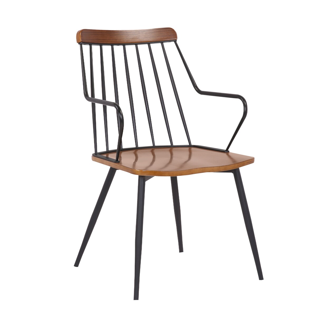 Saltoro Sherpi 26 Inches Wooden Dining Chair with Windsor Back, Brown and Black-
