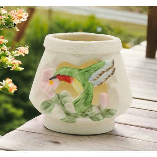 Ceramic Hummingbird Votive Cup Candle Holder 3.5In Vintage Gift