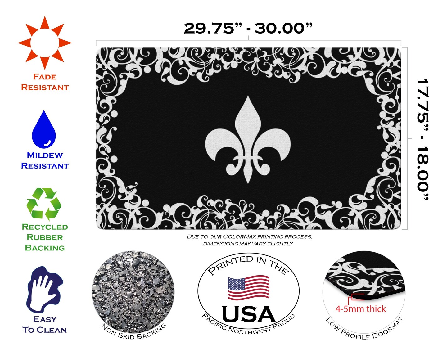 Fleur De Lis Door Mat (18 x 30&#x22;)