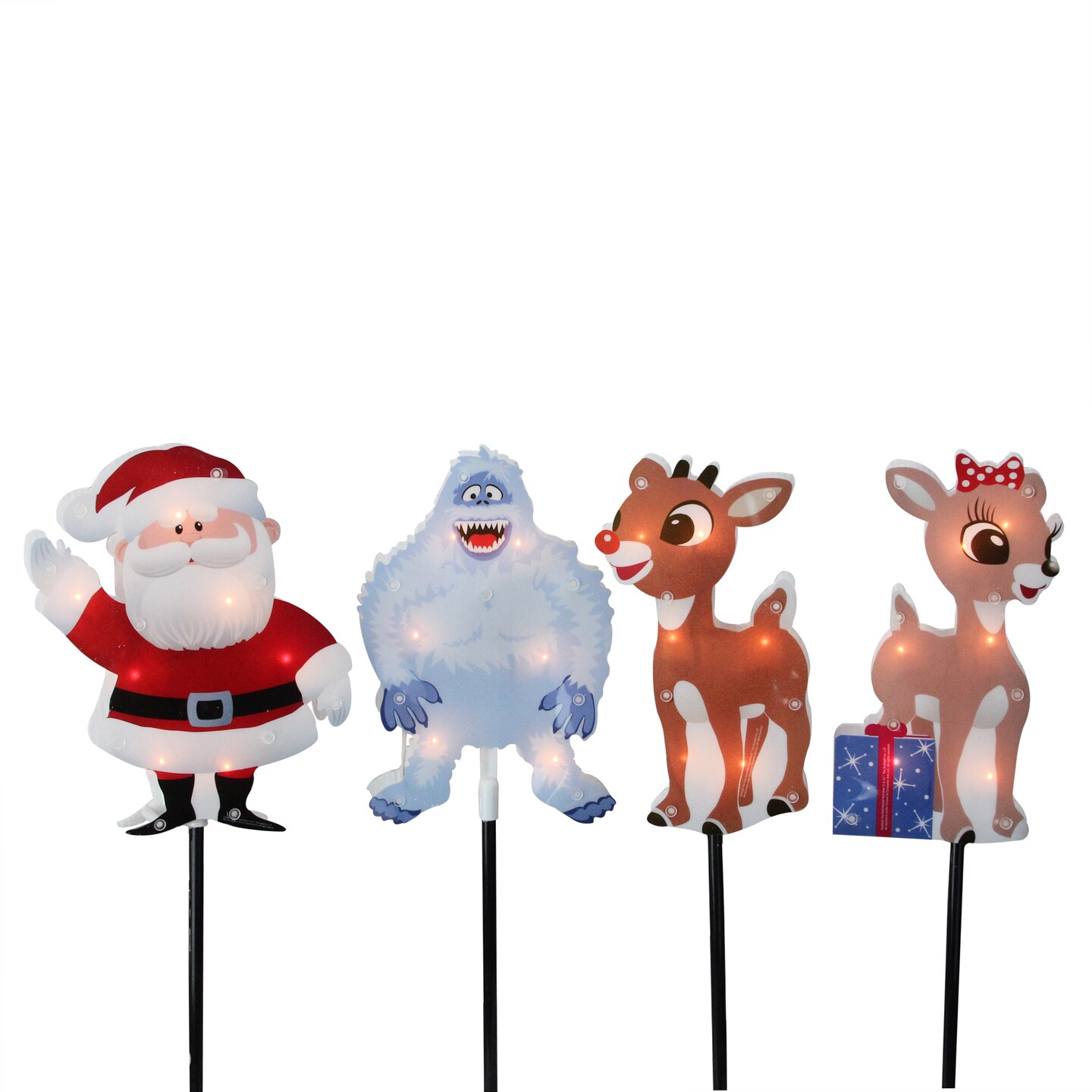 Northlight Set of 4 Pre-Lit Rudolph and Friends Christmas Pathway Markers - Clear Lights