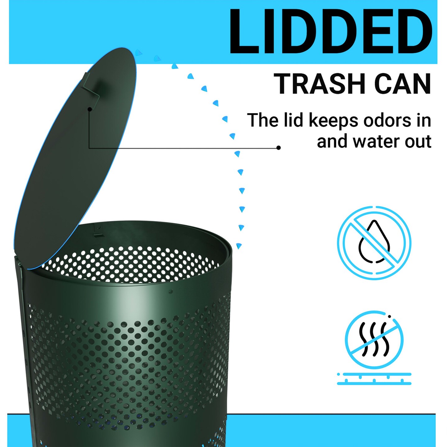 Outdoor Trash Can with Lid - 20 Trash Bags Included, 11.5 Gallons