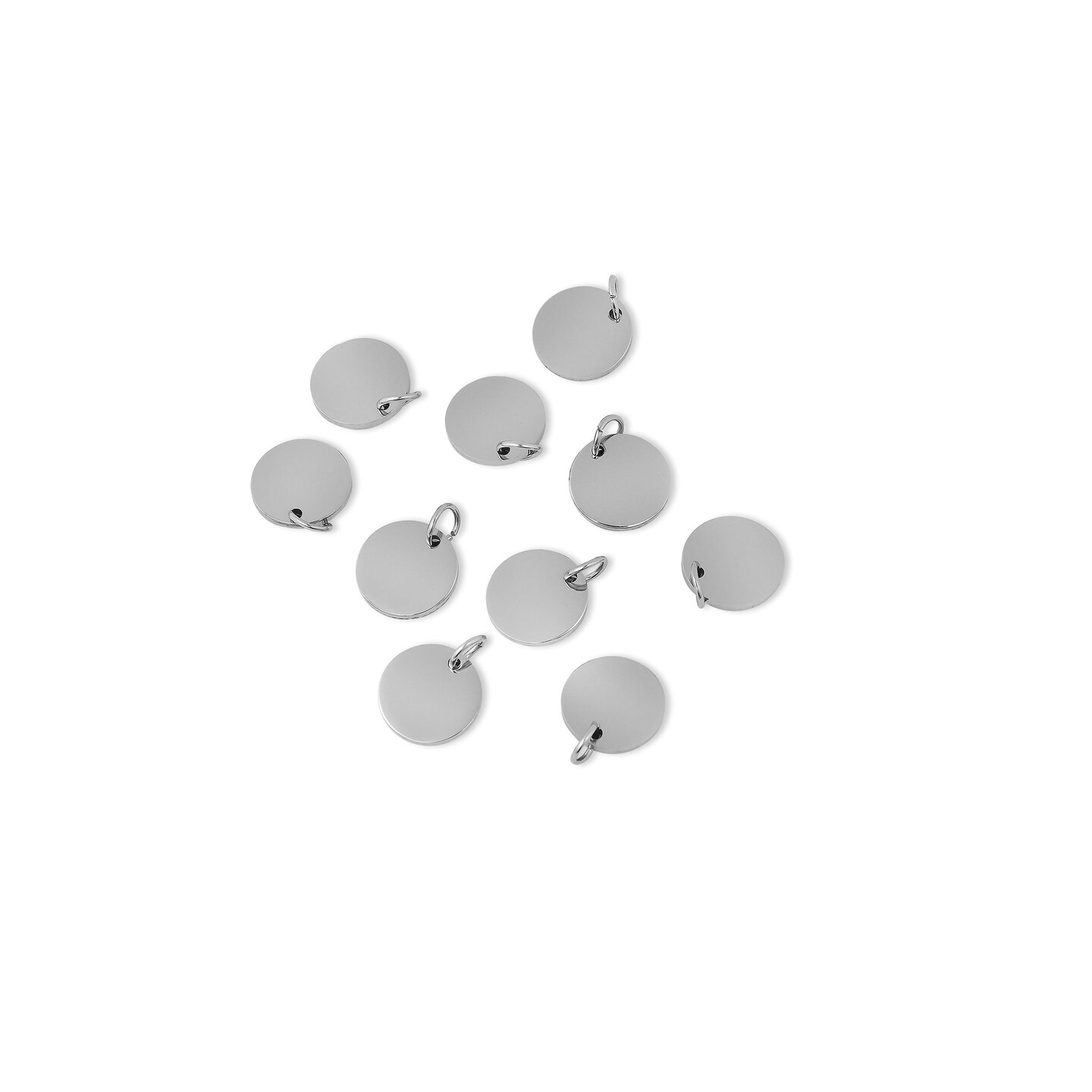 10 Pack - 13mm Blank Round Polished Stainless Steel Pendant