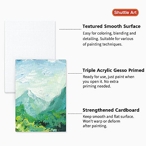 Shuttle Art Painting Canvas Panels, 36 Pack, 5x7, 8x10in (18 of Each), 100% Cotton, Primed White Canvas Boards for Painting, Blank Canvases for Kids, Adults &#x26; Artists for Acrylic and Oil Painting