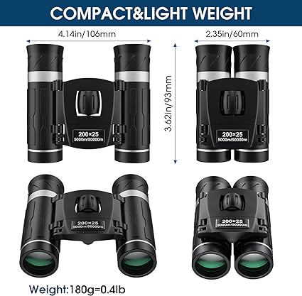 Flyant 200x25 Compact High Powered Mini Pocket Waterproof Binoculars