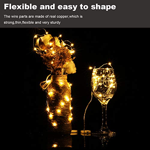 HAOSEE 20 Pack Fairy Lights Battery Operated,3.3ft 20 LED Silver Wire Warm White Firefly Waterproof Mini Led String Lights for Party Crafts Wedding Decor