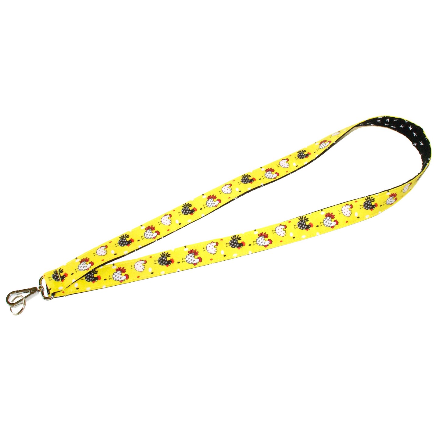 Cute Chickens Reversible Lanyard • Chicken Neck Strap • Yellow and Black ID  Badge Holder • Key Lanyard • 1x36 With Swivel Clip • Gift