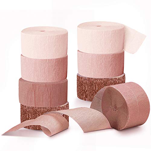 NICROLANDEE Wedding Party Supplies - 8 Rolls Rose Gold Crepe Paper  Streamers Tassels Streamer Paper for Wedding Valentine's Day Birthday Baby  Bridal Shower Family Gathering Decorations, 82ft Long