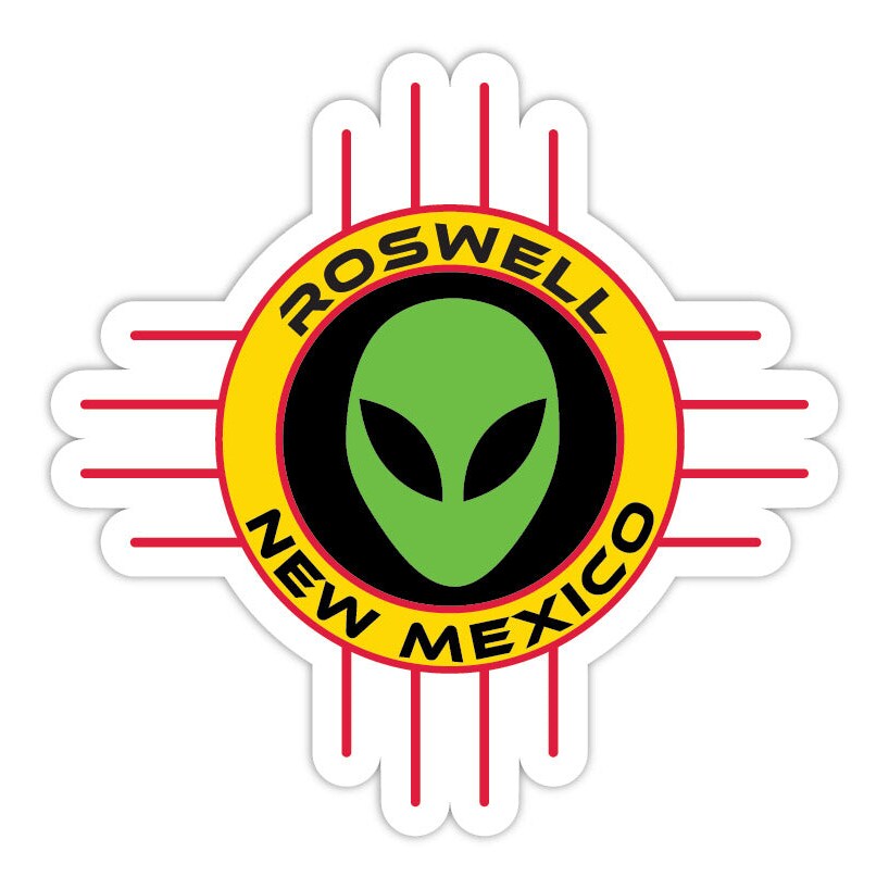 R &#x26; R INC. Roswell New Mexico Souvenir State Flag Zia Alien Decal Sticker