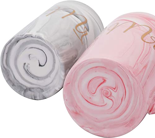 13.5 Oz Mr and Mrs Coffee Mugs, Wedding Gifts for Couple/Bride and Groom, Ceramic Marble Cups for Bridal Shower Engagement Wedding, Married Couples Anniversary