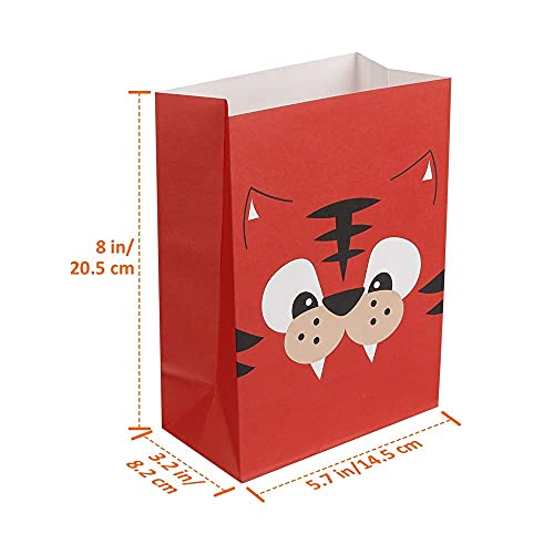24 Pieces Animal Party Favor Gift Bags, Kids Goodie Bags for Birthday Party, Paper Candy Treat Bags Small Gift Wrap Bags for Jungle Safari Theme Party Baby Shower Supplies