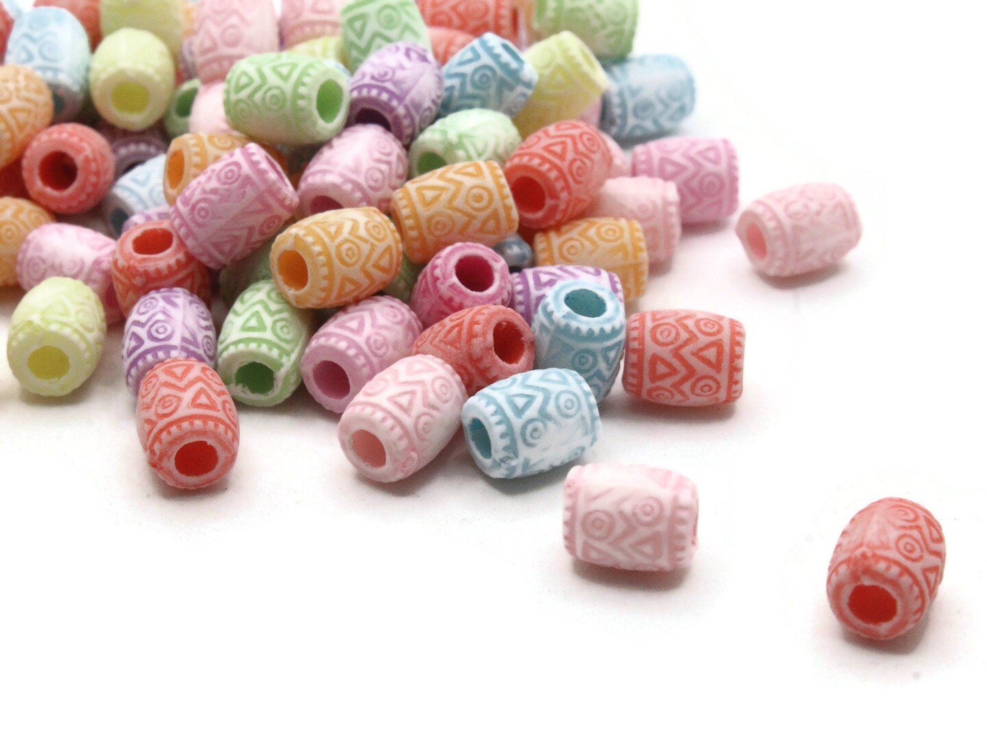 100 15mm Large Hole Mixed Color Plastic Tube Beads