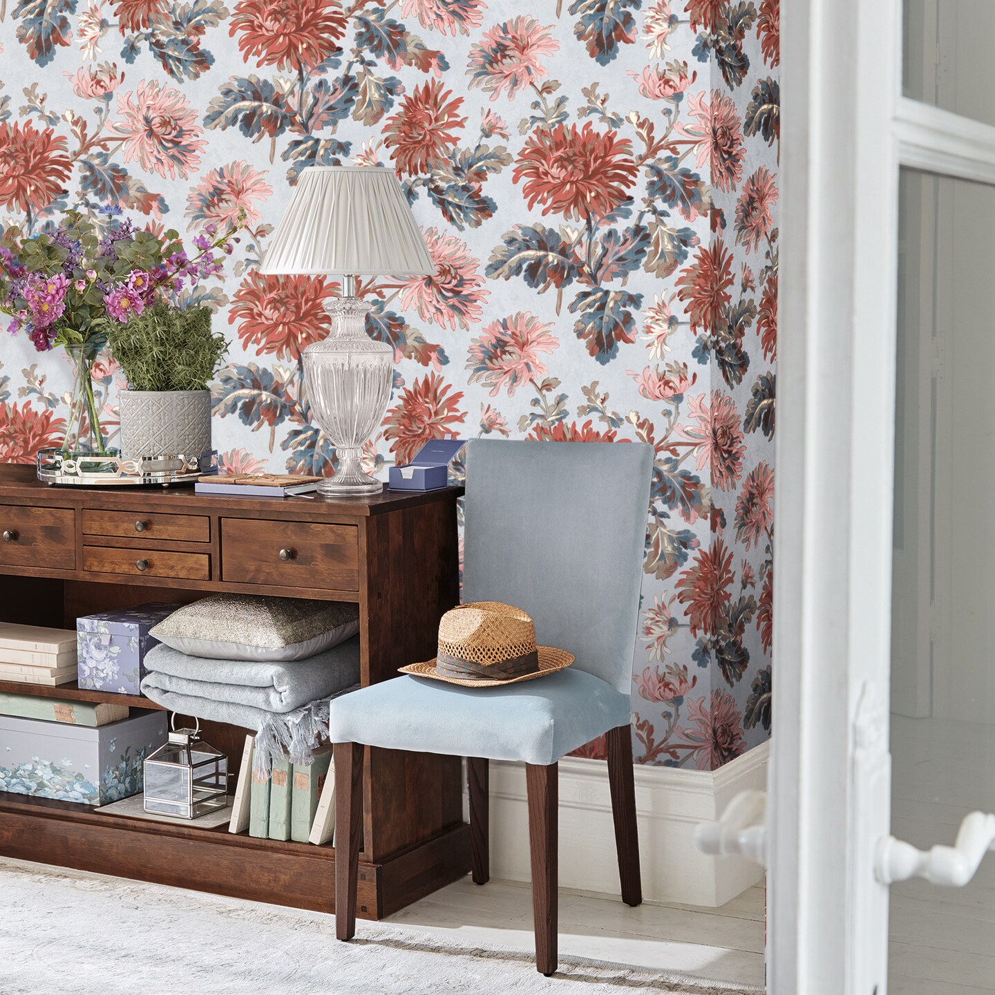 Laura Ashley Maryam Crimson Wallpaper