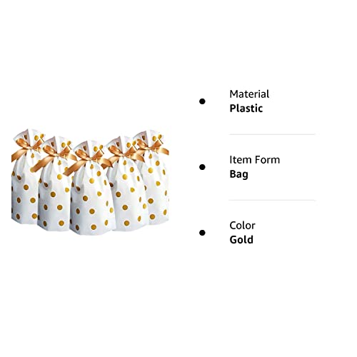 24 Pieces Treat Bags Party Favor Bags Gold Plastic Drawstring Candy Goodies Food Storage Bags Gift Wrapping Package