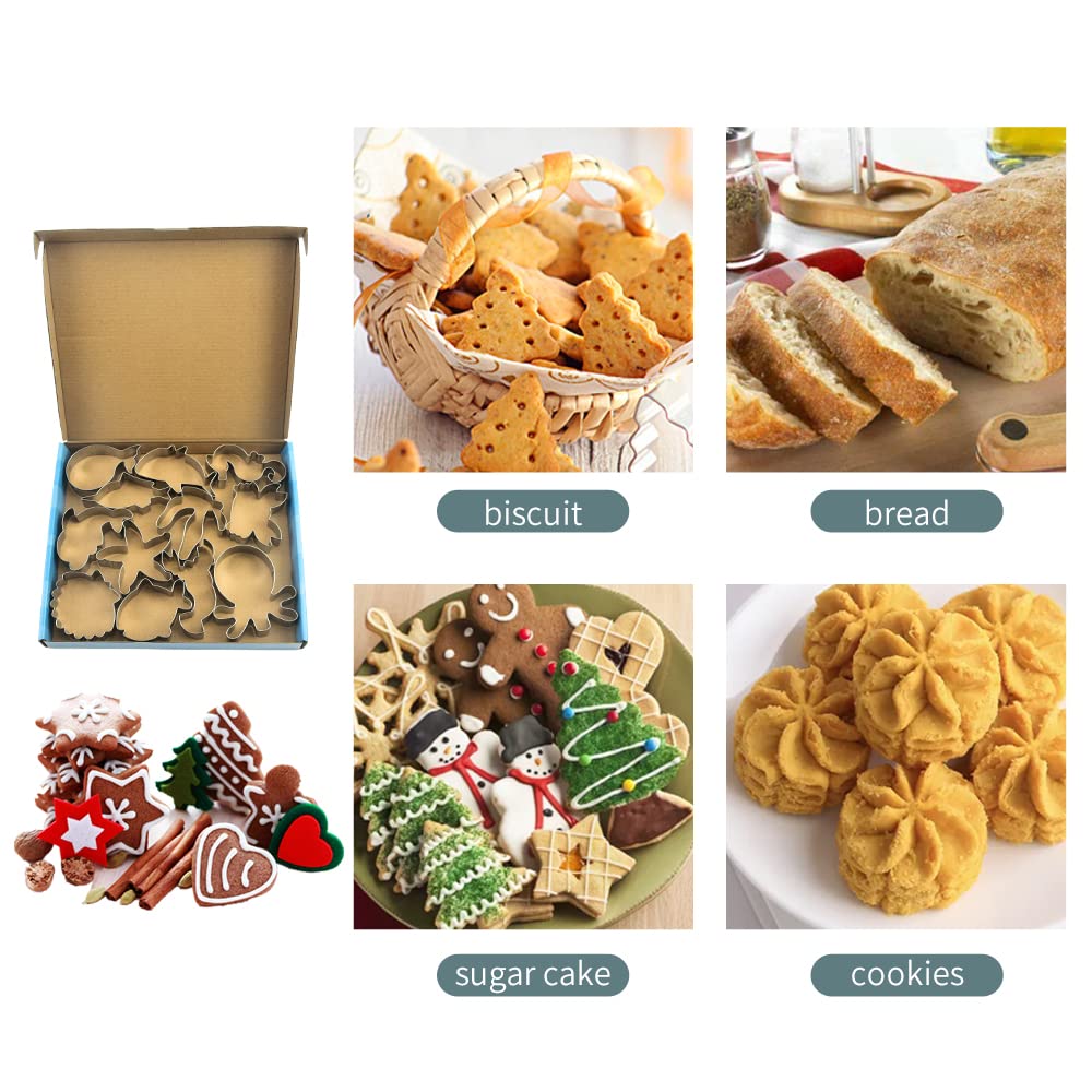12 Pieces Ocean Creatures Cookie Cutters Set, ISZW Stainless Steel Marine Species Shapes Baking Mold for Kids Baking, Metal Cookie Sandwich Biscuit Cutter Molds for Kids Birthday Party DIY Cake Decoration