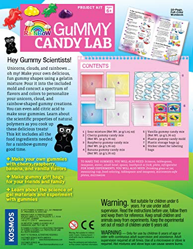Rainbow Gummy Candy Lab - Unicorns, Clouds & Rainbows! Sweet Science STEM Experiment Kit, Make Your Own Gummy Candies in Cool Shapes & Colors