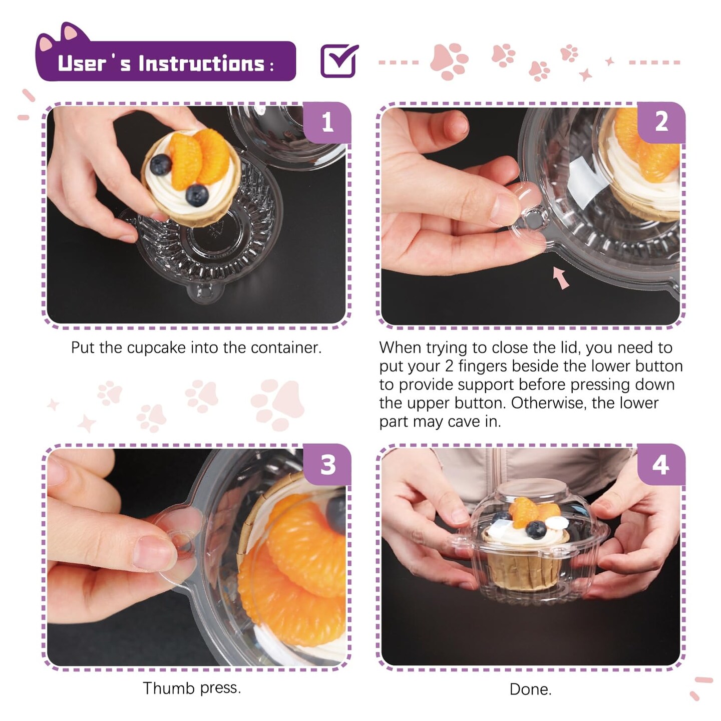 50 Pieces Cupcake Holders, Single Clear Cupcake Boxes Cupcake Containers Individual with Dome Lids for Cupcake Muffin Parties