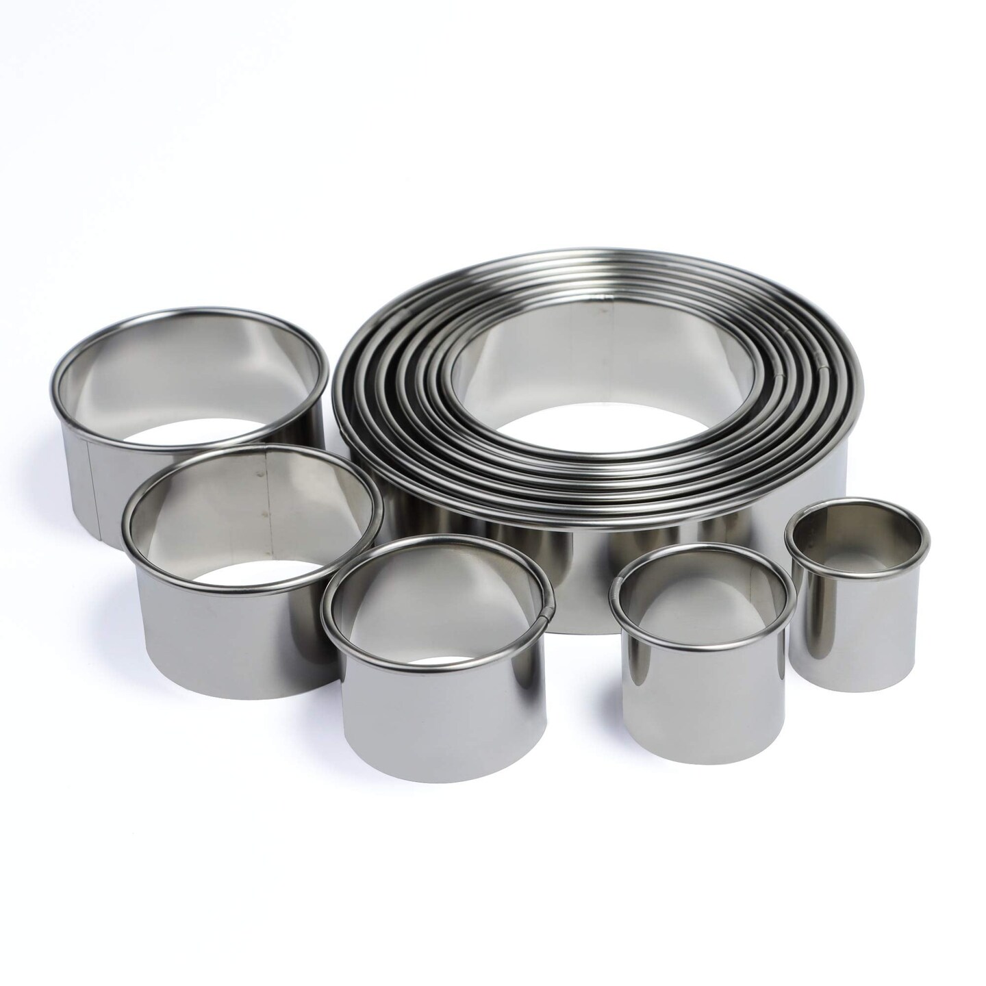 12  Pieces Stainless Steel Round Cookie Cutter Set,  Circular Biscuit Cutters Round Donut Ring Molds for Baking 1.2 Inch Height