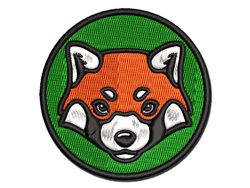 Red Panda Face Multi-Color Embroidered Iron-On or Hook &#x26; Loop Patch Applique