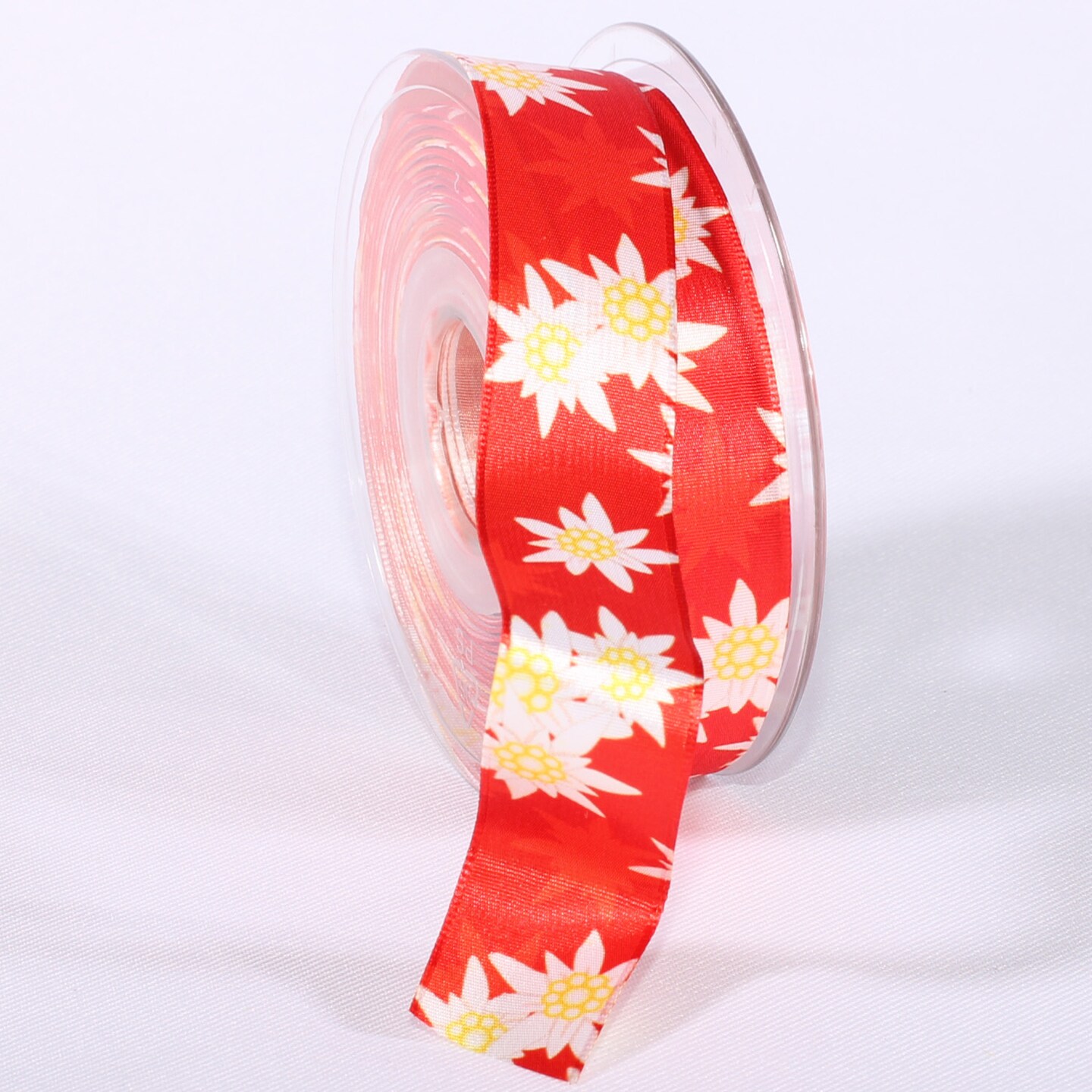 The Ribbon People Floral Wired Craft Ribbon 1&#x22; x 27 Yards - Red and White