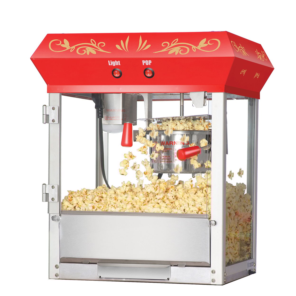 Foundation Popcorn Machine 1.5 Gallon Countertop Red 6Oz Kettle With Drawer Tray