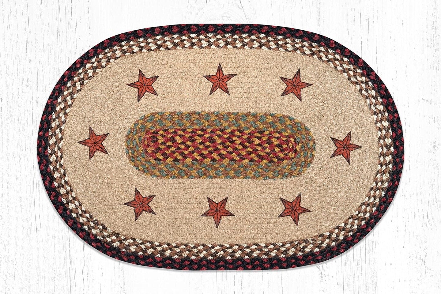 Earth Rugs OP-19 Barn Stars Oval Patch 20&#x22; x 30&#x22;