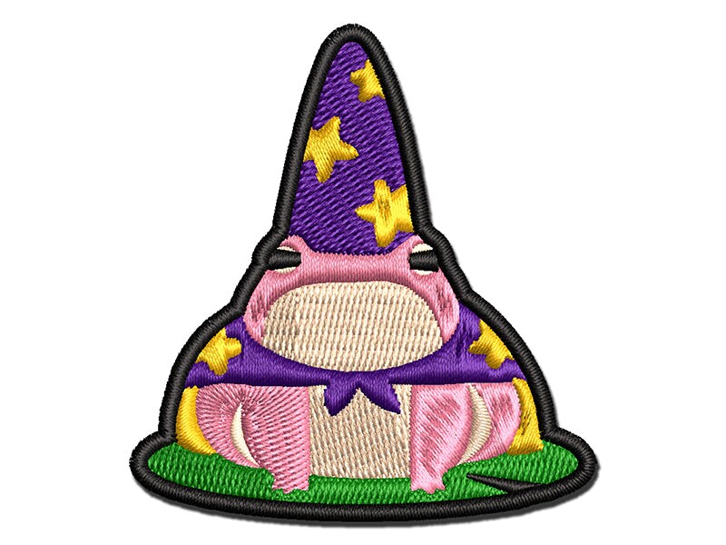 Wizard Frog Toad on Lilypad Multi-Color Embroidered Iron-On or Hook &#x26; Loop Patch Applique