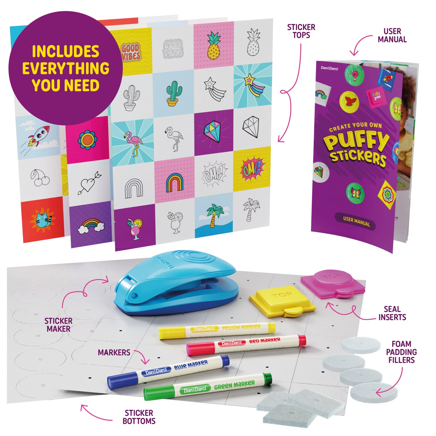 Puffy Sticker Maker Kit for Kids - Make Your Own 3D Stickers - Create DIY Squishy Arts and Crafts - Easter Craft Kits for Girls &#x26; Boys Ages 6-10 - Birthday Gift Ideas Age 6 7 8 9 10 Year Old Gifts
