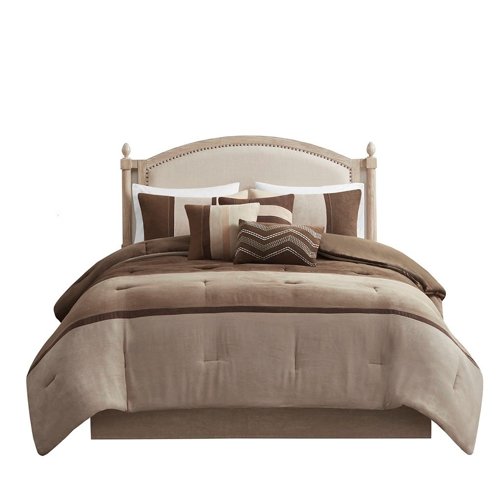 Gracie Mills Kimberly 7-Piece Microsuede Comforter Set Blue Multi Color Grace-3263