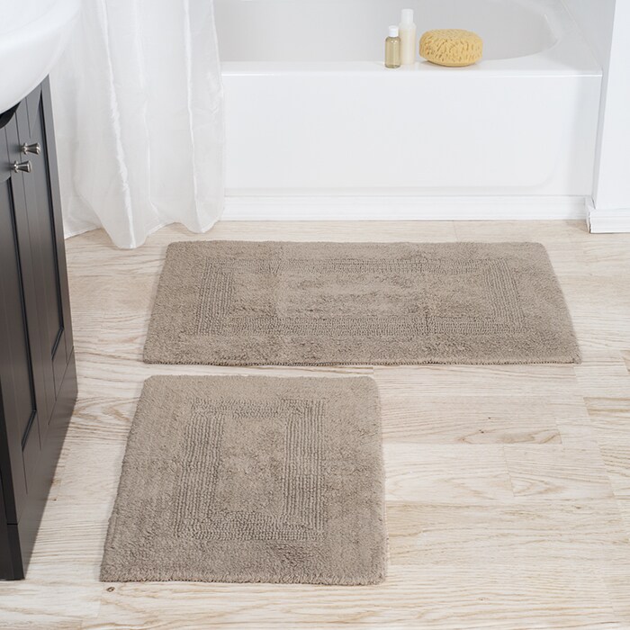 Lavish Home 100% Cotton Taupe Reversible Rug Set 2 Piece Oversized Standard