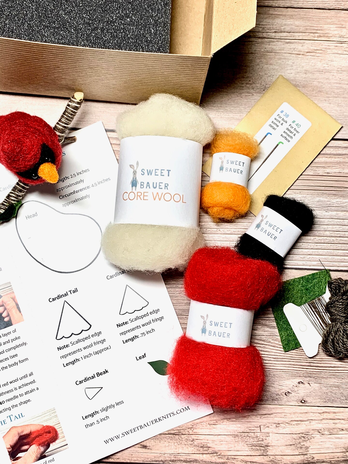 Cardinal Bird Needle Felting Kit, Beginner DIY Felting Kit product 4