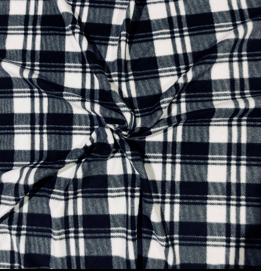 FabricLA | Fleece Fabric By The Yard | 36&#x22;X60&#x22; Inch Wide | Anti Pill Polar Fleece | Soft, Blanket, Throw, Poncho, Pillow Cover, PJ Pants, Booties, Eye Mask - Plaid Black and White (1 Yard)