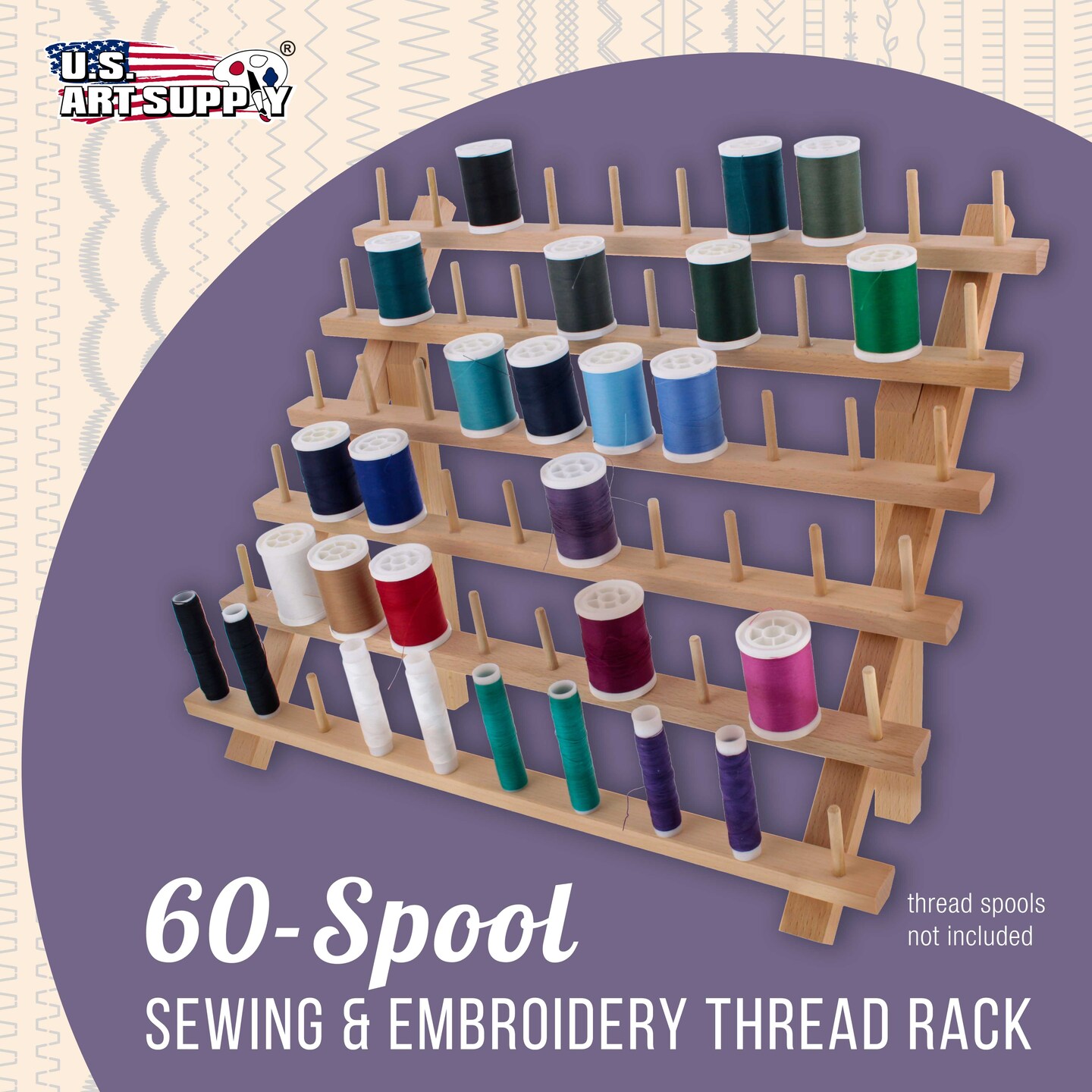 Wooden Spool Thread Stand Organizer For Embroidery Machines Wall