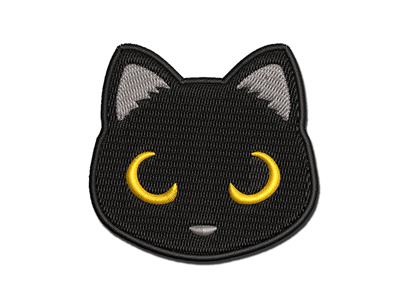 Simple Cat Head Icon Multi-Color Embroidered Iron-On or Hook &#x26; Loop Patch Applique