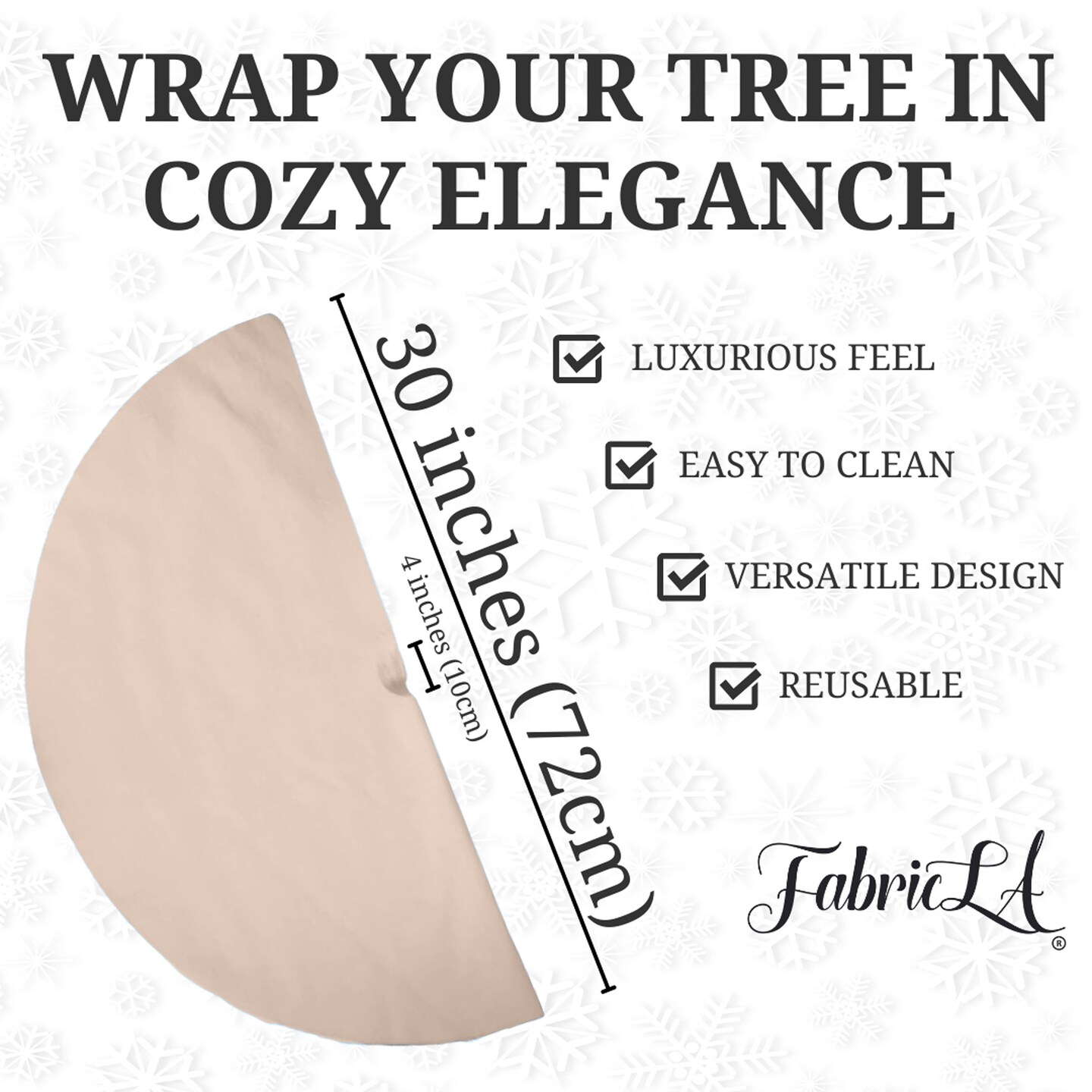 FabricLA 30&#x22; Latte Faux Fur Christmas Tree Skirt - Fluffy Plush Tree Skirt (72cm) for Holiday Decorations