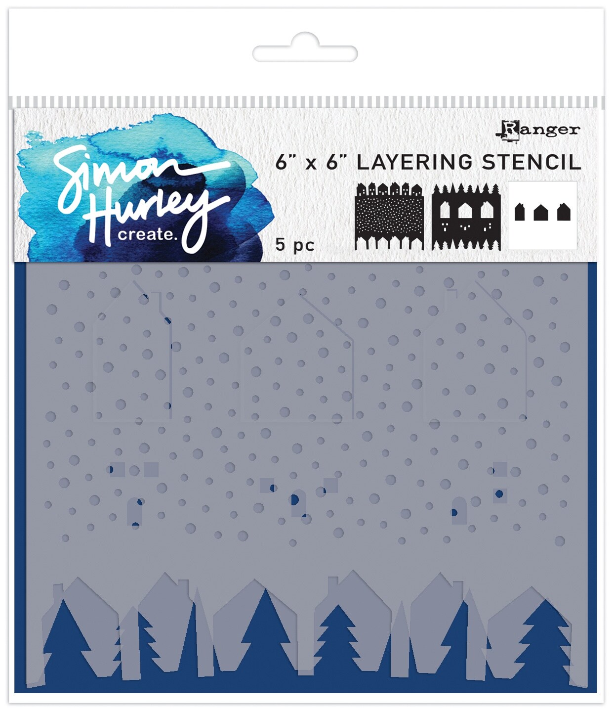 Simon Hurley create. Stencil Set 3/Pkg-Winter Scene Maker