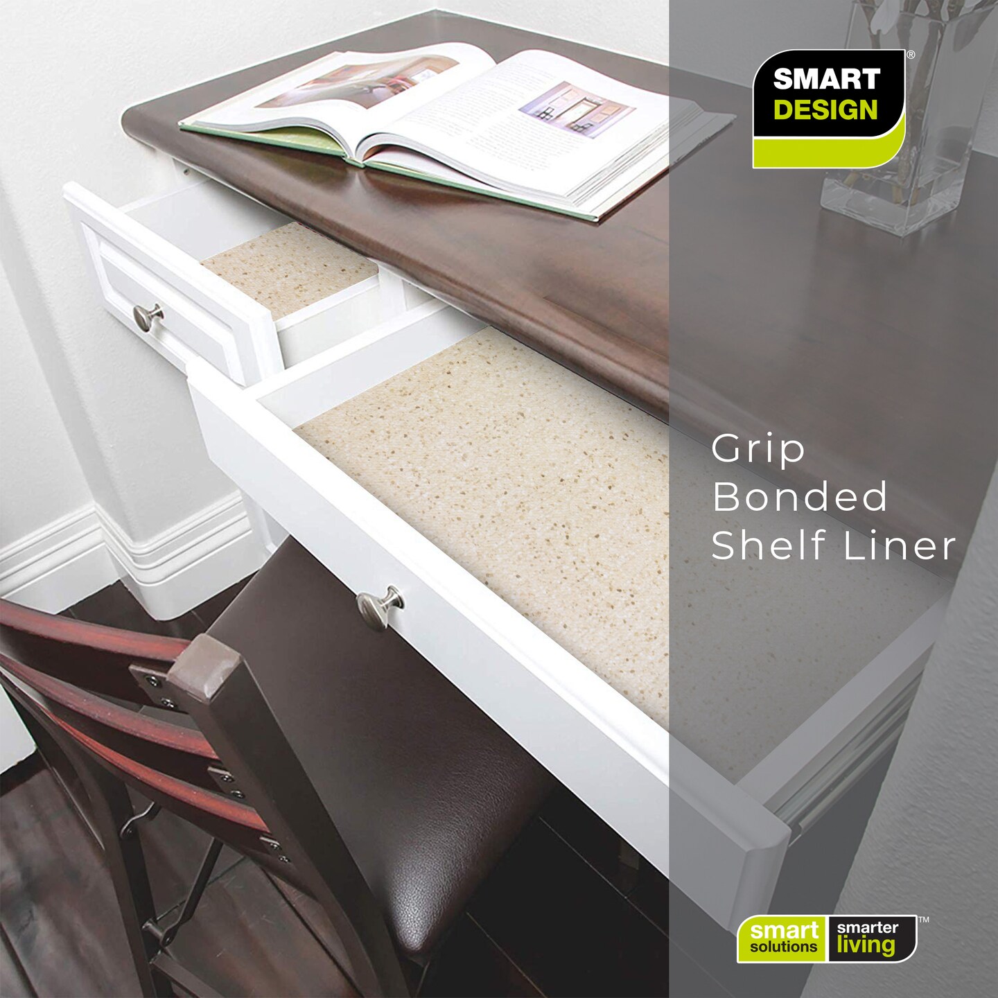 Smart Design Bonded Grip Shelf Liner - 18 inch x 5 feet - Beige Granite