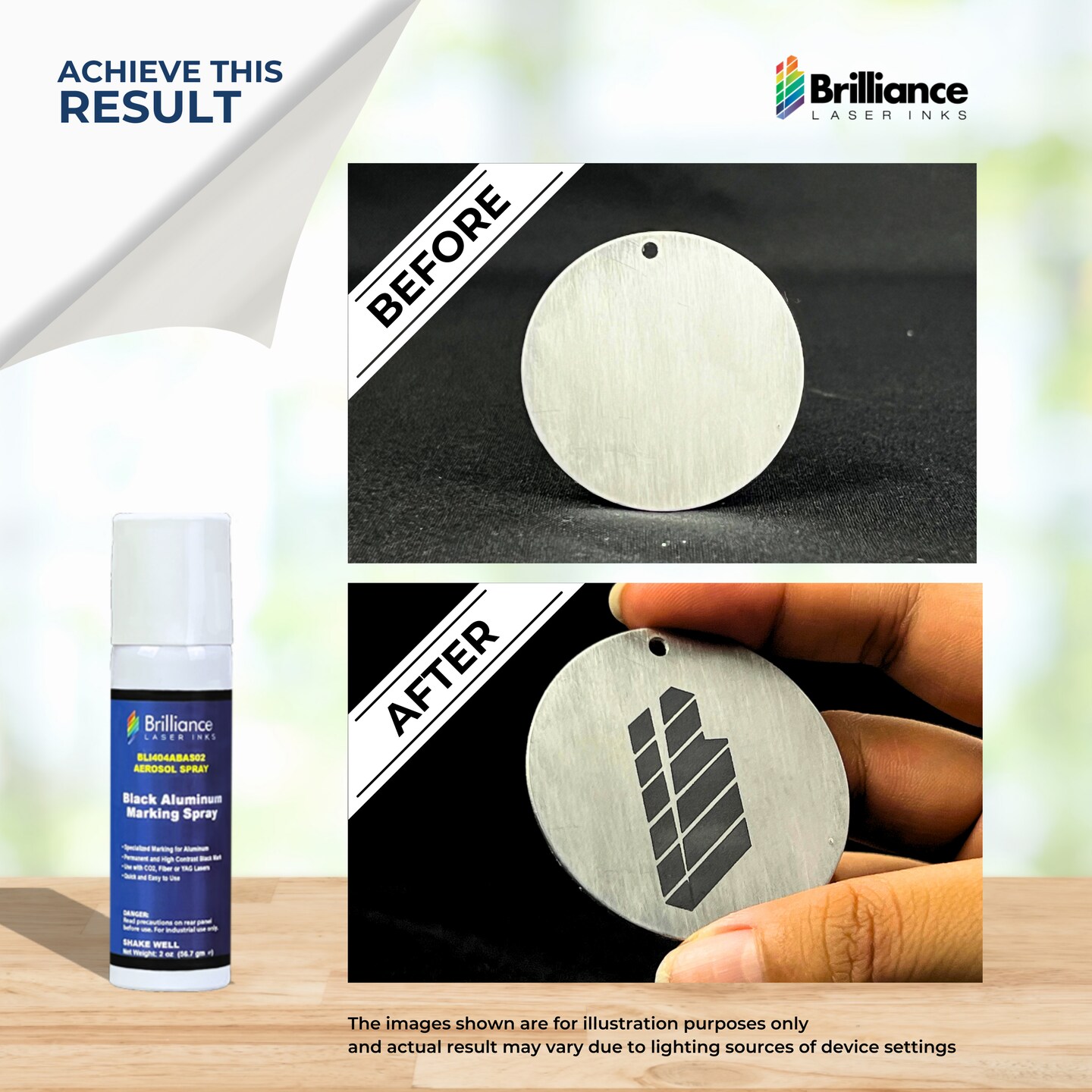 2 Oz Aerosol Black Laser Ink Specially Made for Aluminum w/Anti-Clog Technology - Compatible with CO2 &#x26; Fiber Lasers - Permanent, Heat Resistant, High Contrast &#x26; Durable Marking