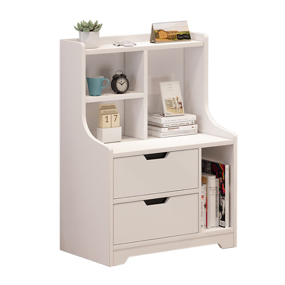 Kitcheniva Bedside Table Storage Cabinet Nightstand with 2 Drawers