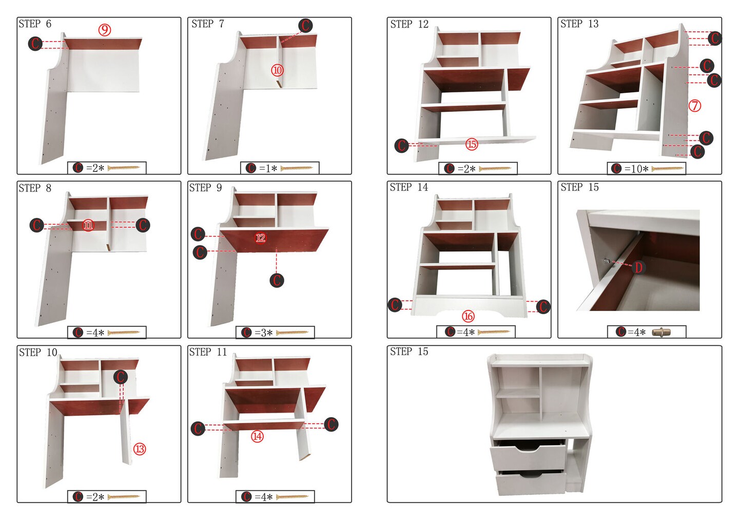 Kitcheniva Bedside Table Storage Cabinet Nightstand with 2 Drawers