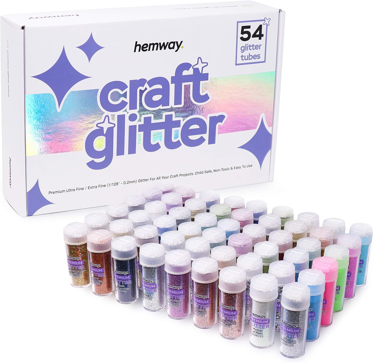 hemway Multi-purpose Dust Powder Decoration Makeup Arts Glitter 54 pcs