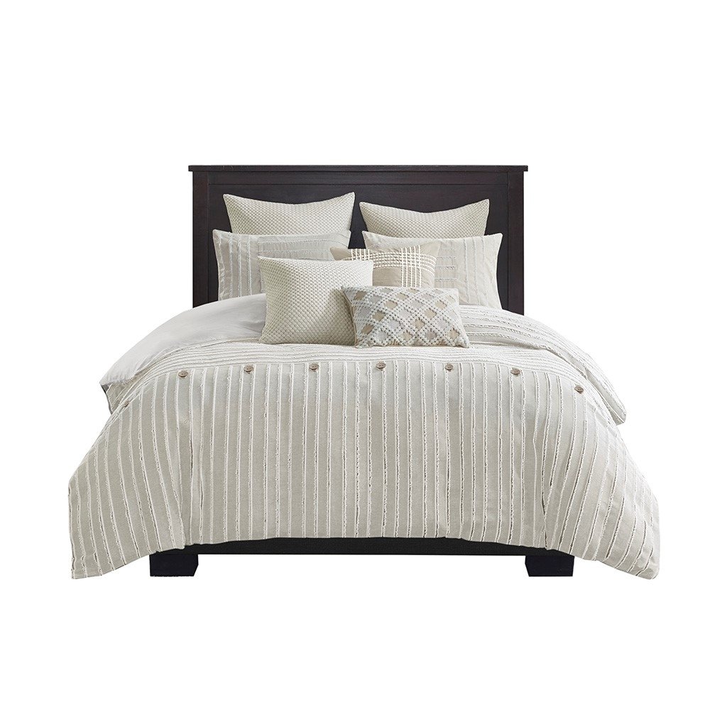 Gracie Mills   Cora Oversized Cotton Clipped Jacquard Comforter Set with Euro Shams Throw Pillows - GRACE-13615